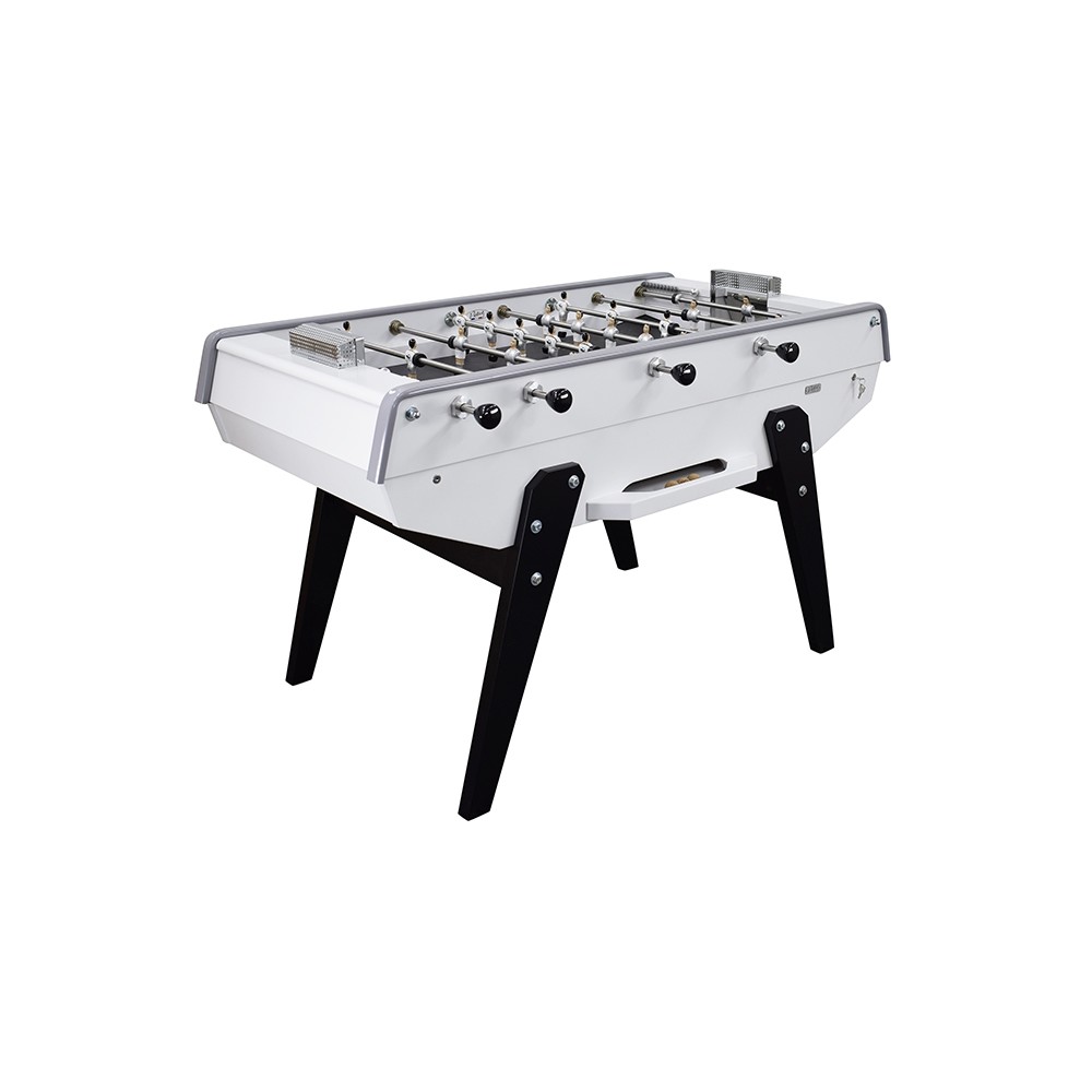 Baby-foot PETIOT 200 Blanc Laque Satinée Mains courantes grises