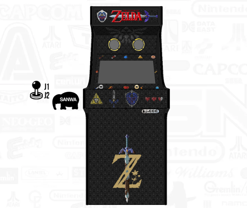 Sticker Zelda pour borne d'arcade MAME et autres cabinets