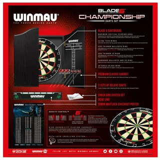 Pack complet Cible Winmau Blade 6 Championship  Armoire et Fléchettes